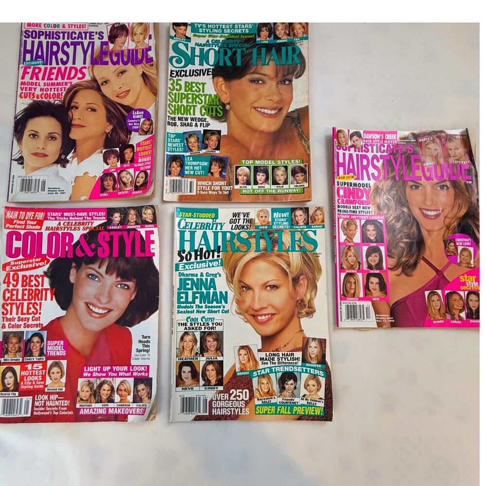 Vintage Hairstyle Magazines set of 5 1997 - 1998 Fashion Makeup Hairstyle Trends